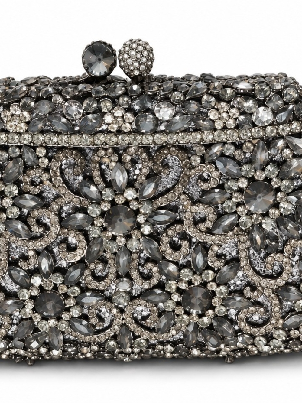 NWT Vintage Fawziya Gunmetal Rhinestone Intricate Evening Bag "Fabulous!" - Picture 16 of 16